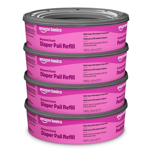 image:imageAmazon Basics Blossoms Scented Diaper Pail Refills for Diaper Genie Pails 2160 Count 8 Packs of 270 Count Previously Mama Bear270 Count Pack of 4