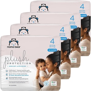 image:imageAmazon Brand  Mama Bear Plush Protection Diapers Keeps Baby Dry Skin Safe Leakproof Size Newborn 32 Count Hypoallergenic Premium Disposable Baby Diapers White and Cloud DreamsSize 4 144 Count